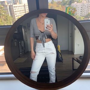 black and white striped crop top